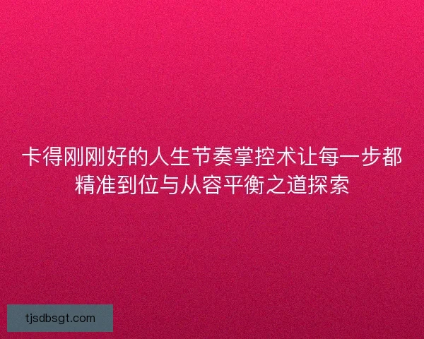 卡得刚刚好的人生节奏掌控术让每一步都精准到位与从容平衡之道探索