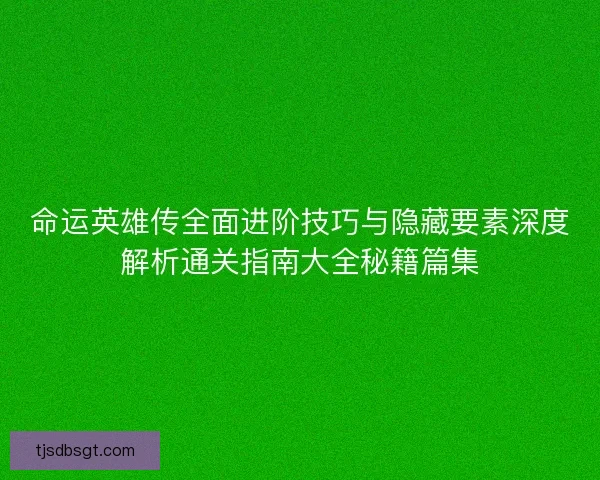 命运英雄传全面进阶技巧与隐藏要素深度解析通关指南大全秘籍篇集