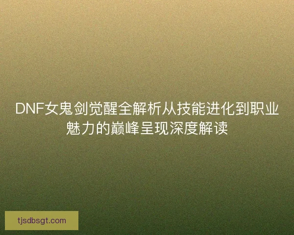 DNF女鬼剑觉醒全解析从技能进化到职业魅力的巅峰呈现深度解读